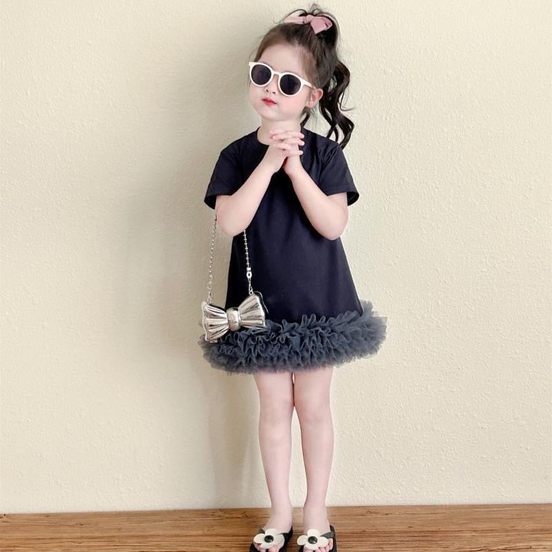 Southeast Asian Girls' Patchwork T-Shirt Dress 2025 Stylish Sweet Light Version For Baby Girls - Image 5
