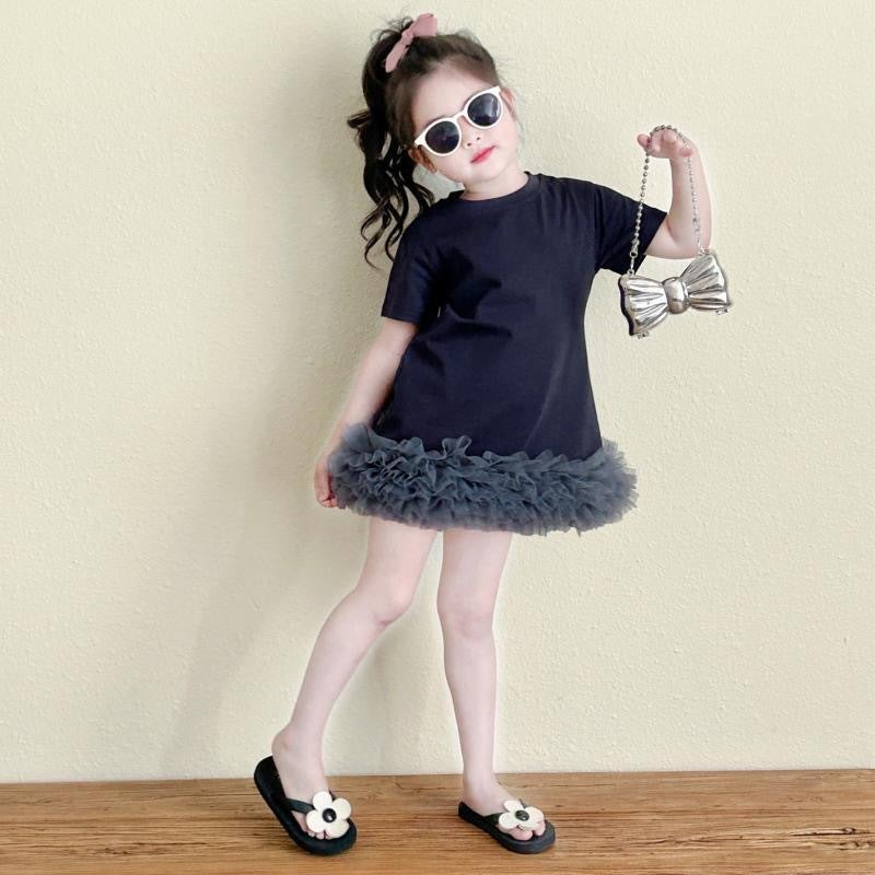 Southeast Asian Girls' Patchwork T-Shirt Dress 2025 Stylish Sweet Light Version For Baby Girls - Image 3