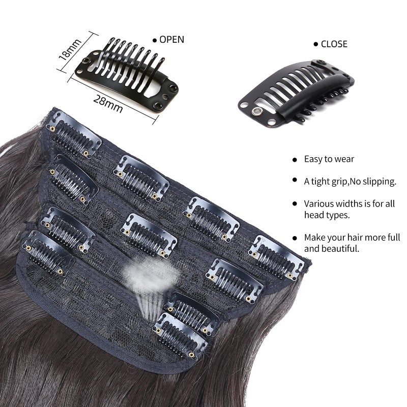 LEEONS Clip in Hair Extensions 4PCS Brown Black Thick Hair Piece 20 Inches Long Wavy Clip in Extensions Full Head Synthetic Hairpieces for Women (4pcs, 20Inch, 4#) - Image 3