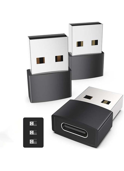 حزمة محول USB C أنثى إلى USB ذكر مكونة من 3 محولات من النوع C إلى USB A متوافقة مع iPhone 15/14/13/12 Pro Max Apple Watch Series 9/8/7 إلخ، أسود
