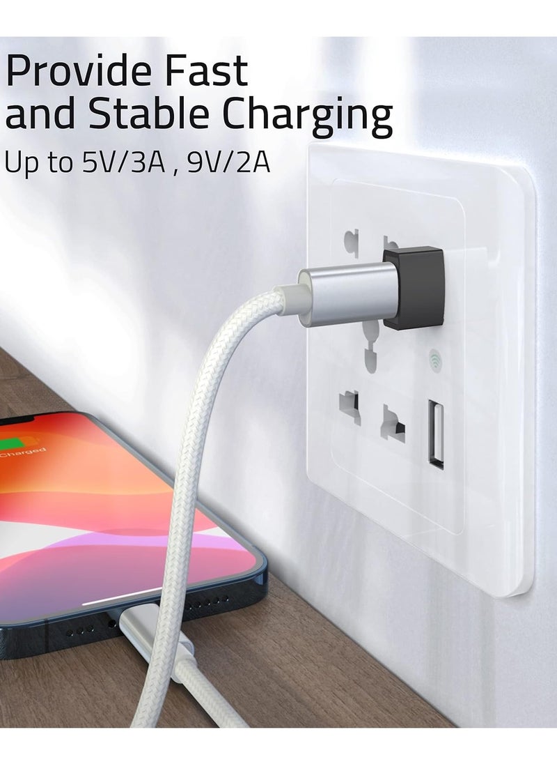 حزمة محول USB C أنثى إلى USB ذكر مكونة من 3 محولات من النوع C إلى USB A متوافقة مع iPhone 15/14/13/12 Pro Max Apple Watch Series 9/8/7 إلخ، أسود