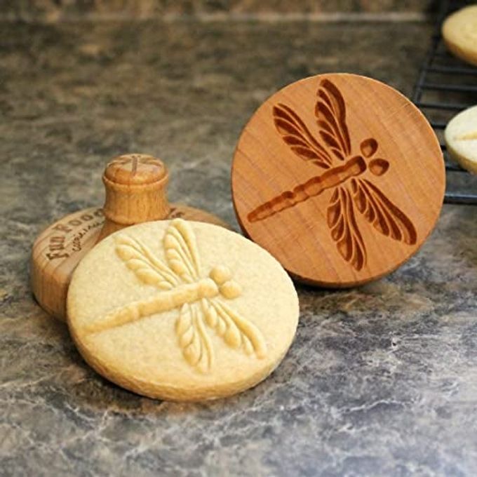 Fun Food Tools, Wood Cookie Stamp, 2.5 Inch (Dragonfly CS-019)