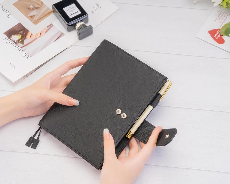 Ox Knight B6 Leather Planner Cover for Stalogy, Midori, Leuchtturm1917, and More - with Pen Loop, Card Slots, Back Pocket, and Bookmarks (Black) - Image 2
