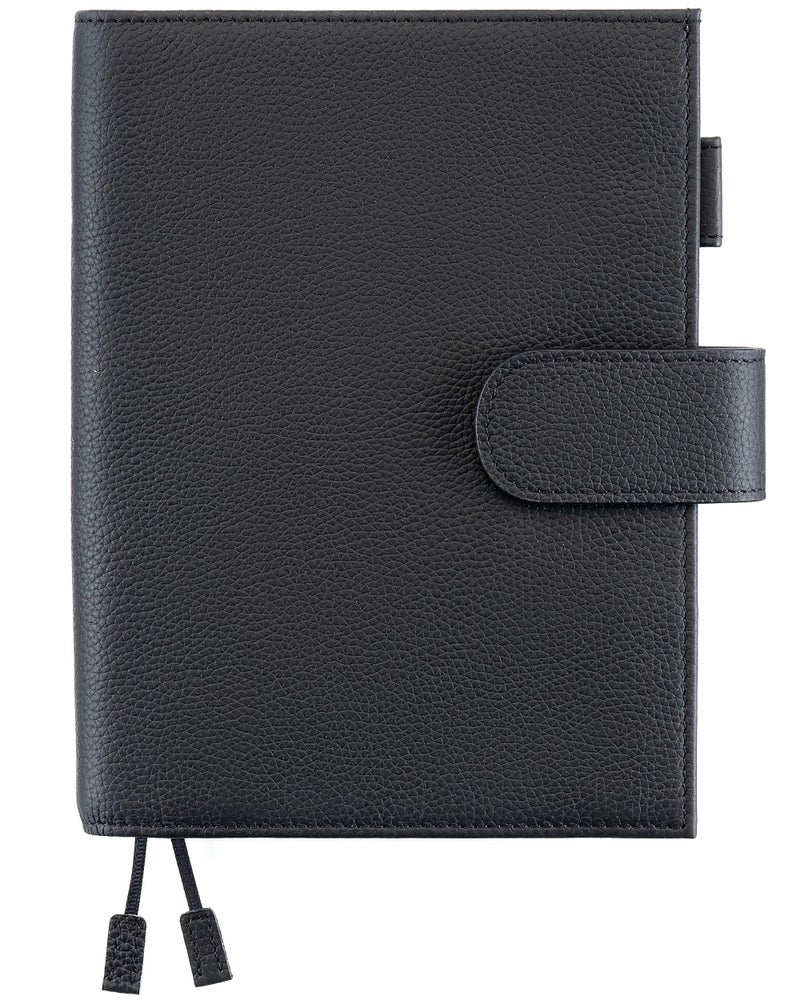 Ox Knight B6 Leather Planner Cover for Stalogy, Midori, Leuchtturm1917, and More - with Pen Loop, Card Slots, Back Pocket, and Bookmarks (Black) - Image 1