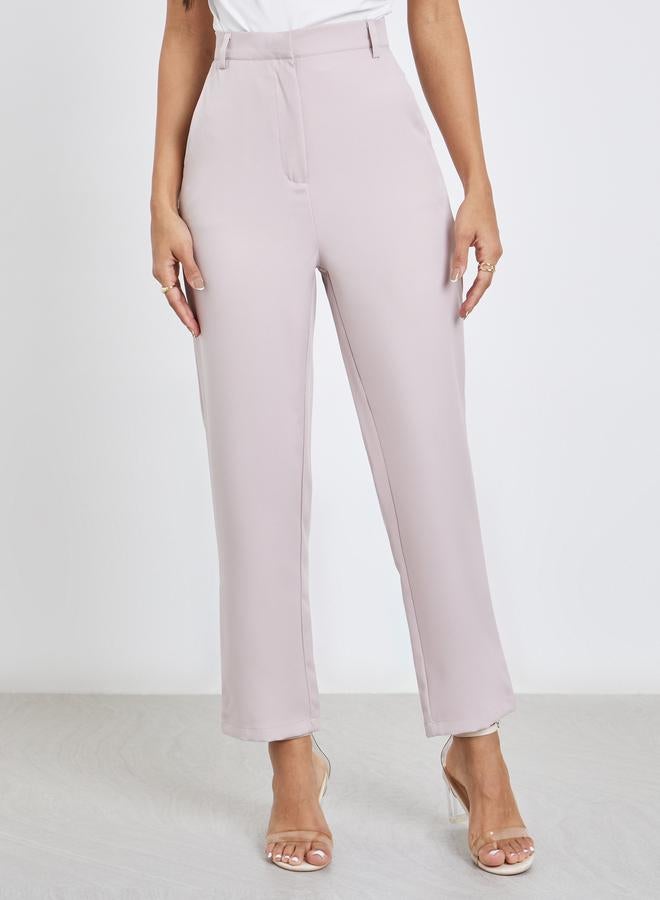 Styli Cream Tailored Skinny Trousers - Image 2