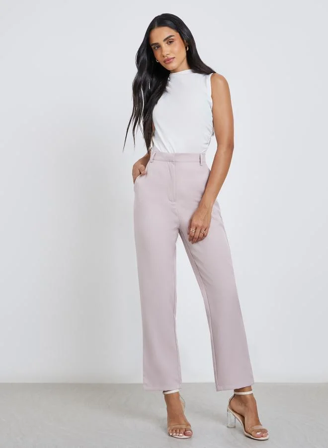 Styli Styli Cream Tailored Skinny Trousers