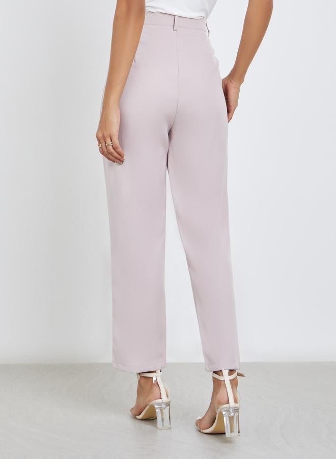 Styli Cream Tailored Skinny Trousers - Image 4