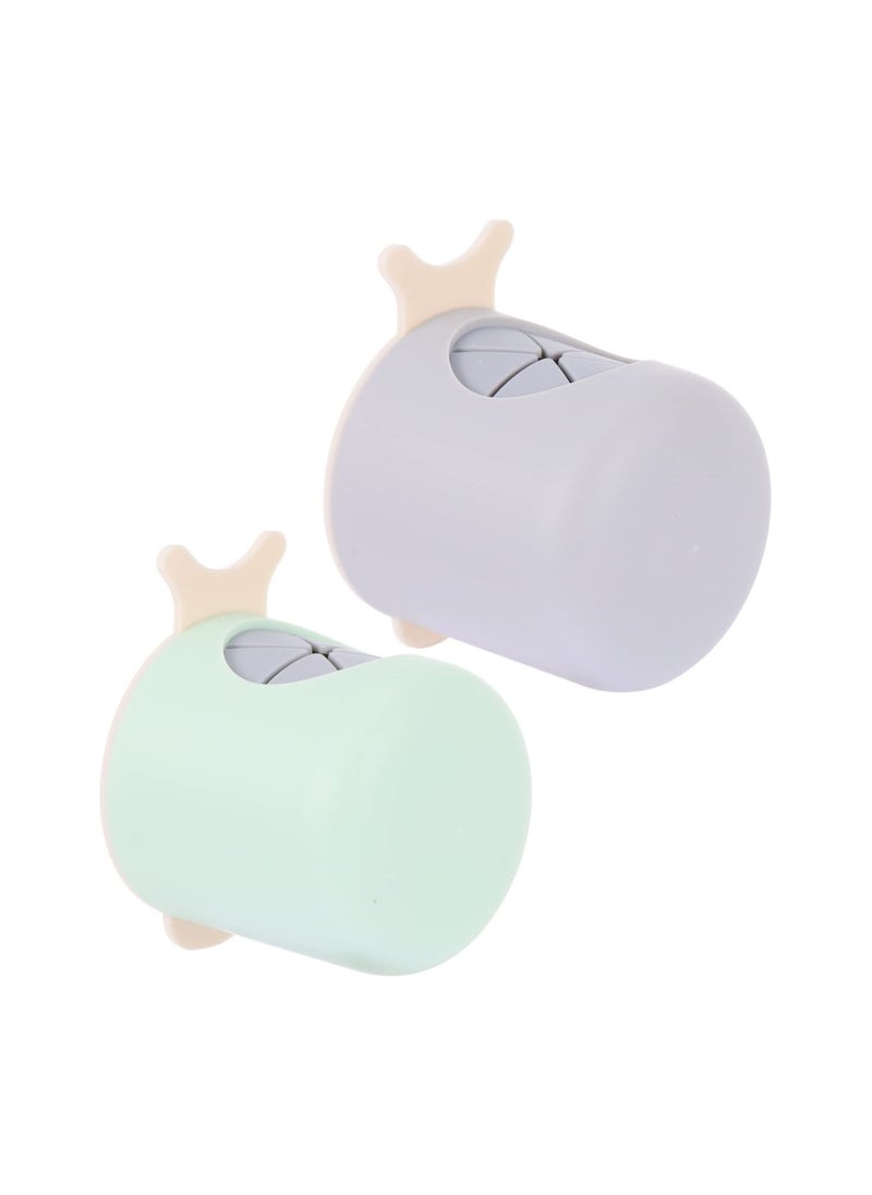 Excefore 2Pcs Wall Toothbrush Holder, Punch-free Mini Snail Toothbrush Stand Self-Adhesive Toothpaste Electric Toothbrush Organizer for Bathroom Dormitory(Green & Grey)  - Image 1
