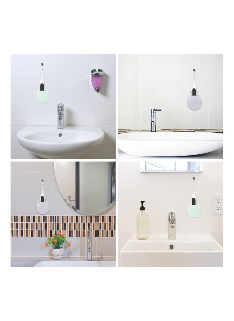 Excefore 2Pcs Wall Toothbrush Holder, Punch-free Mini Snail Toothbrush Stand Self-Adhesive Toothpaste Electric Toothbrush Organizer for Bathroom Dormitory(Green & Grey)  - Image 2