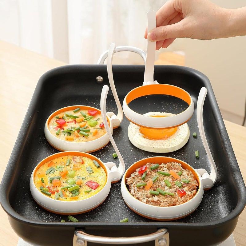 Sevia Pancake Mold Ring for Griddle, Egg Pancake Mold Pancake Rings Omelette Mold Ring, Sandwich Eggs Muffin Pancakes Fried Egg Ring Pancake Shaper with Insulated Handle Grill (2) - Image 5