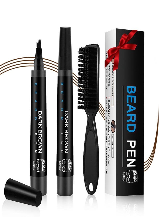 Ihrlpxkc Beard Pencil Filler for Men Black - Beard Pen with Brush, Barber Pencil Long-wear & Water-proof, Mens Grooming Kits Creating Voluminous Beard Color Birthday Gifts for Men (Dark Brown) - Image 1