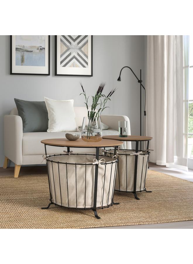 Zaboon Storage table, black/pine light brown stained, 43 cm - Image 5