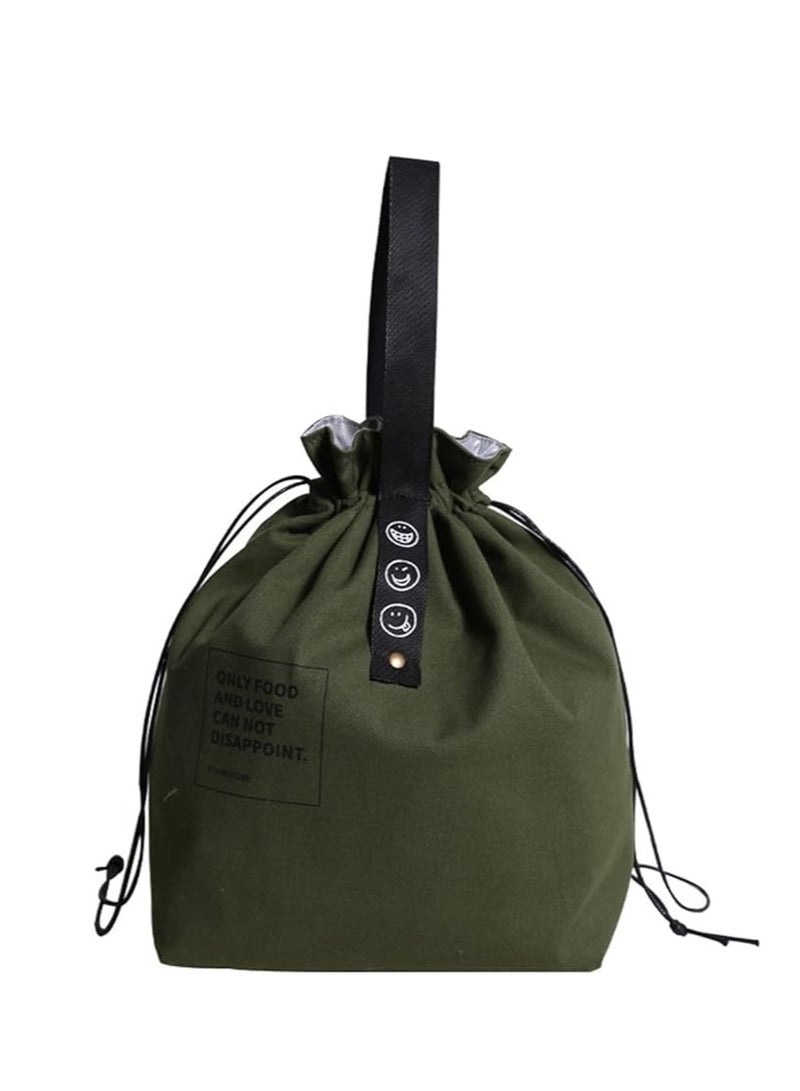 New minimalist lace insulated lunch bag with Japanese cotton and linen industrial style canvas picnic bento bag - Image 1