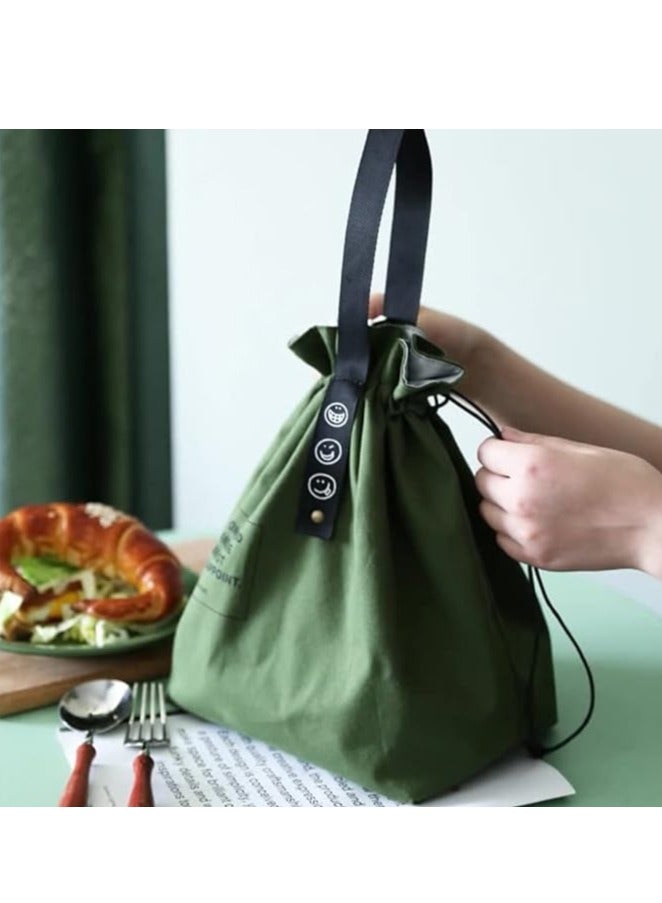 New minimalist lace insulated lunch bag with Japanese cotton and linen industrial style canvas picnic bento bag - Image 3