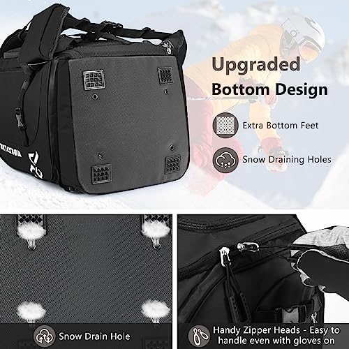 MORXPLOR Ski Boot Bag Backpack, 65L padded Ski Gear Bag & Snowboard Boot Bag,Large Capacity Waterproof Ski Travel Bag & Ski Boot Travel Backpack for Helmet,Goggles,Gloves,Skis,Snowboard Gear - Image 5