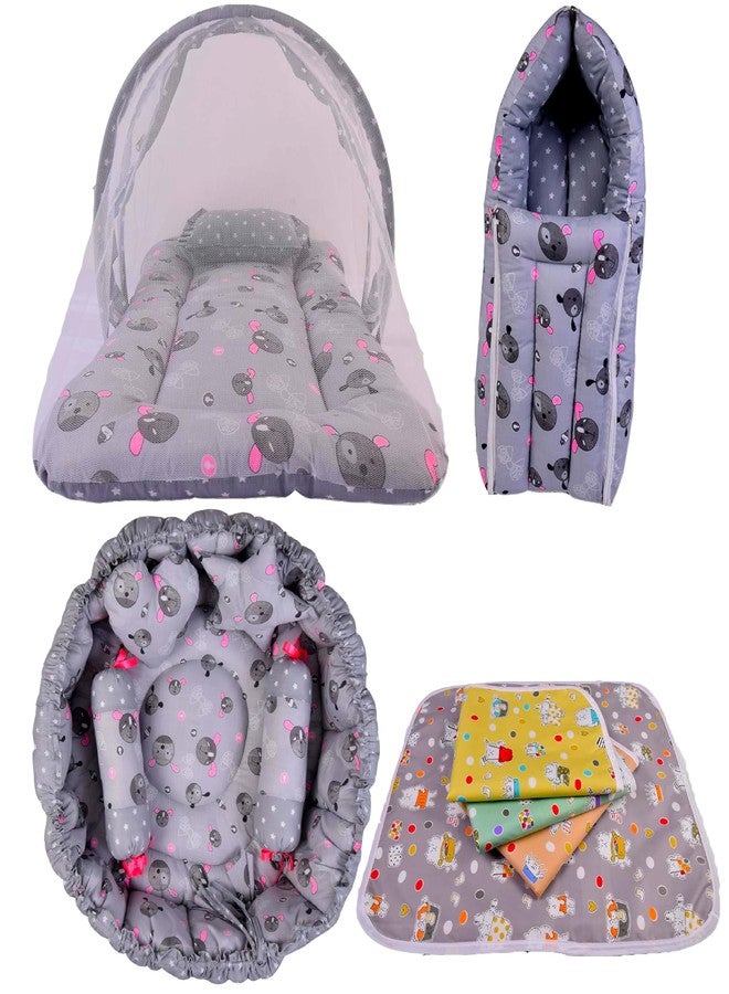 Kwitchy Flat Bed Unisex New Born Baby Luxury Pure Cotton Premium Bedding Set (Grey, 0-6 Months) (4PCS Set) - Image 1