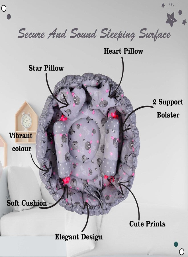 Kwitchy Flat Bed Unisex New Born Baby Luxury Pure Cotton Premium Bedding Set (Grey, 0-6 Months) (4PCS Set) - Image 5