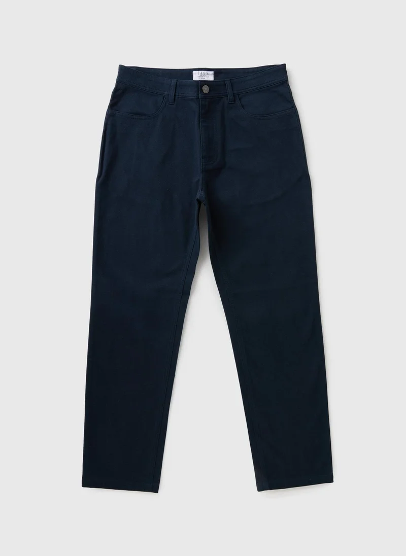Navy Textured Chinos