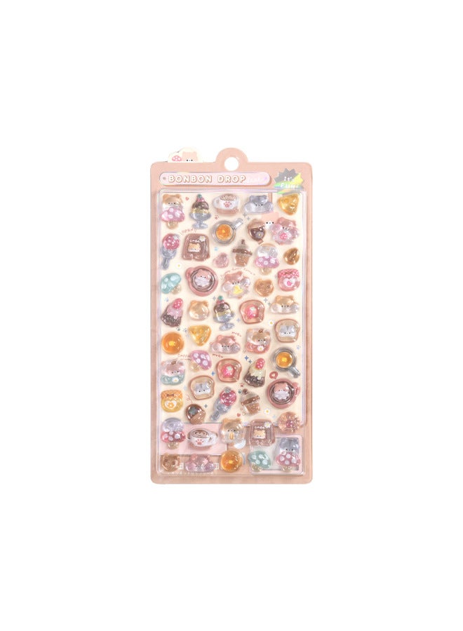 Flash Hot Shimmer Stickers 3d Relief Stickers Solid Children's Cartoon Animal Crystal Phone Case Decorations - Image 1