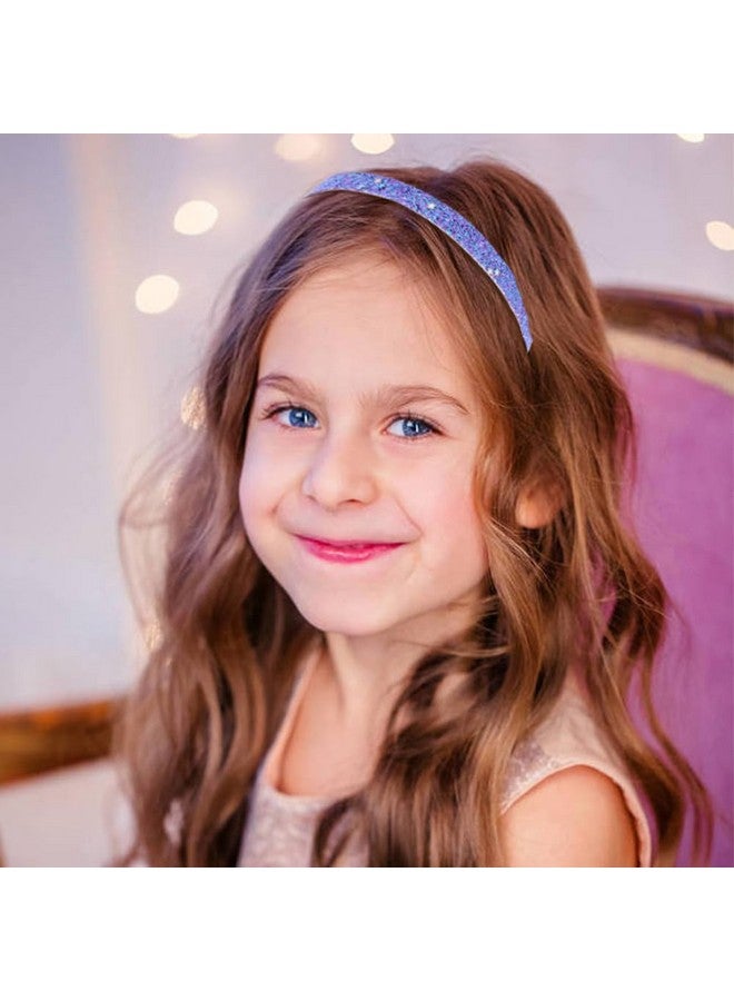 Cinaci 10 Pieces Colorful Glitter Sequin Elastic Plastic Headbands with Mini Teeth Thin Rainbow Hair Bands Accessories for Toddlers Kids Teens Girls Women - Image 3