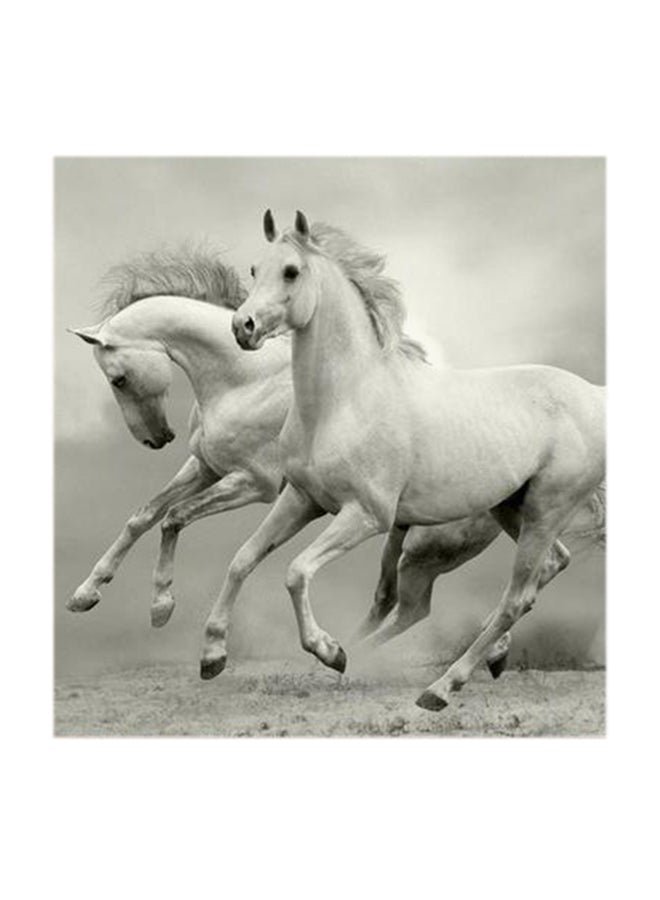 RYN White Horses MDF Wall Art Multicolour 30x30centimeter - Image 2