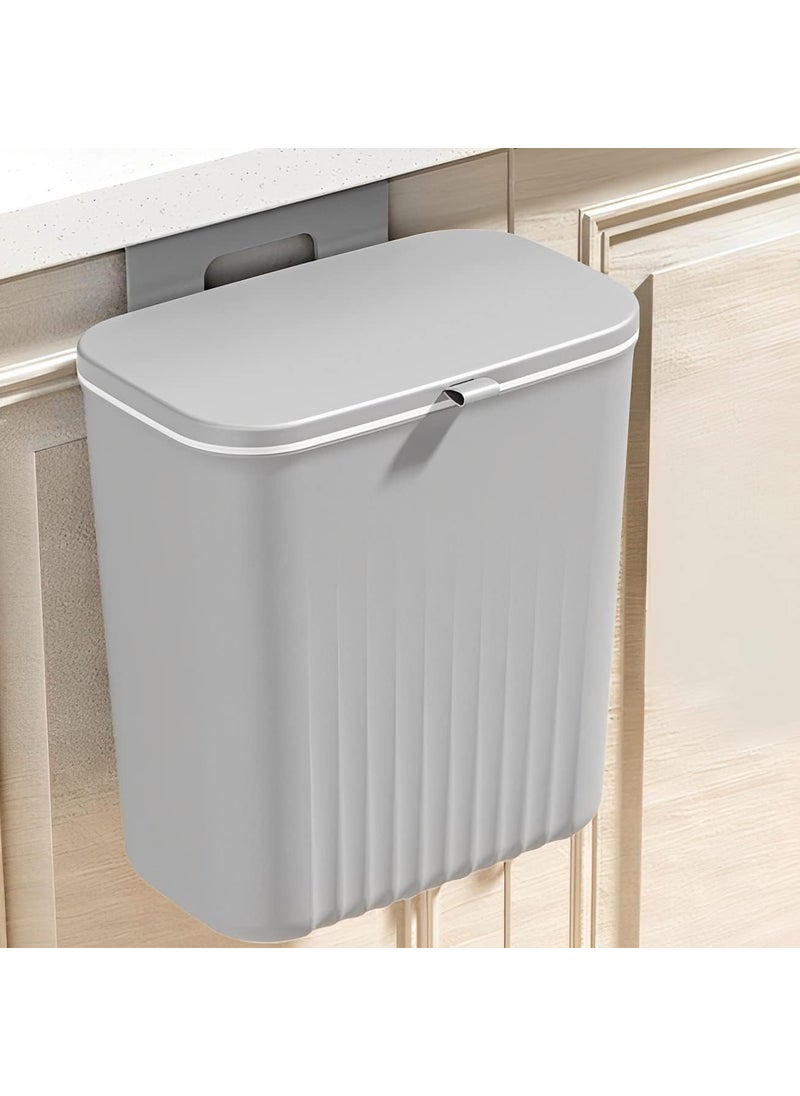 MORPICH MORPICH 24 Gal Compost BinHanging Small Trash Can with Lid for Kitchen Cabinet DoorCounter TopUnder SinkBedroomBathroomCupboard GREY  - Image 1