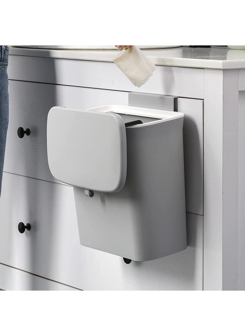 MORPICH MORPICH 24 Gal Compost BinHanging Small Trash Can with Lid for Kitchen Cabinet DoorCounter TopUnder SinkBedroomBathroomCupboard GREY  - Image 4
