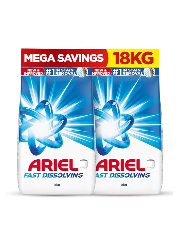 Ariel Detergent Powder, Pack Of 2 x 9kg Blue - Image 1