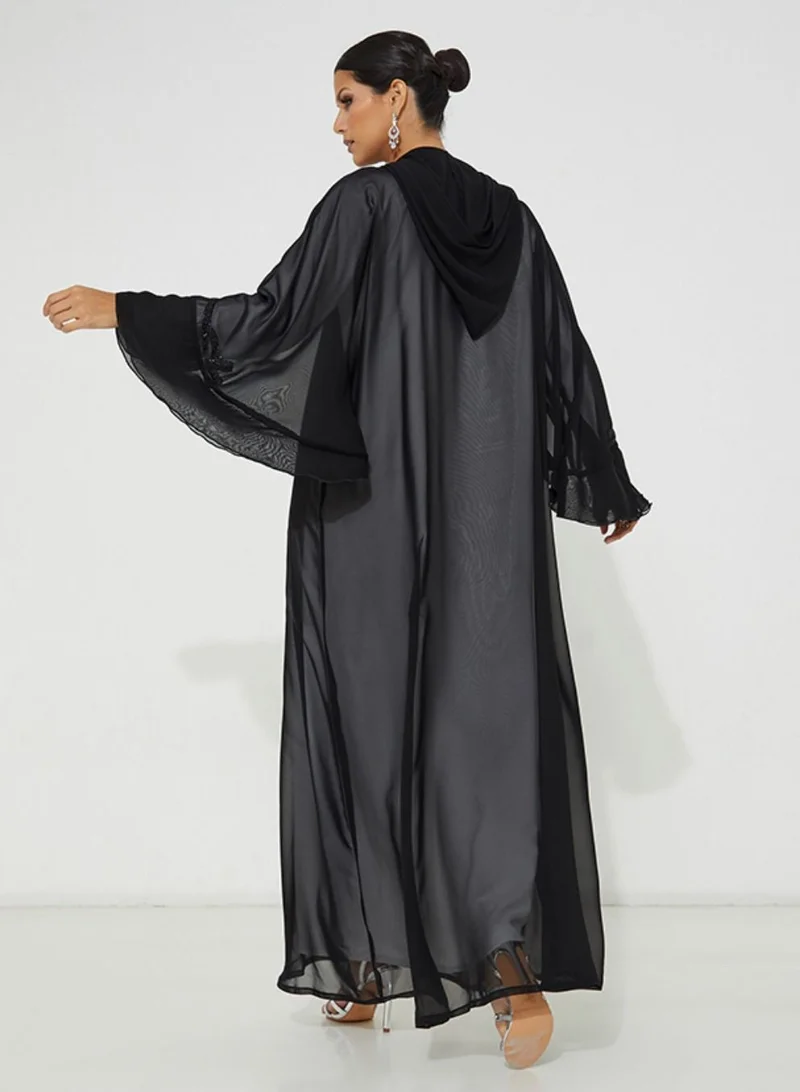 Rosette Abaya Moroccan Stone Chiffon
