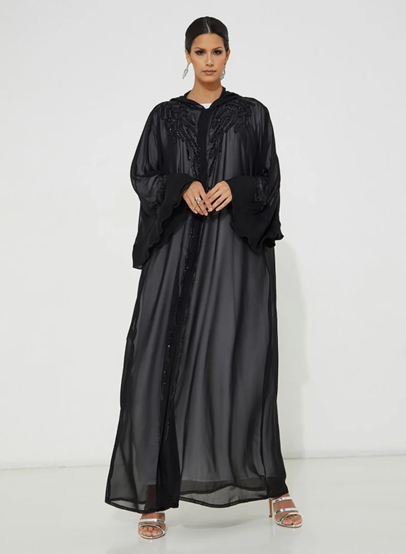 Rosette Abaya Moroccan Stone Chiffon