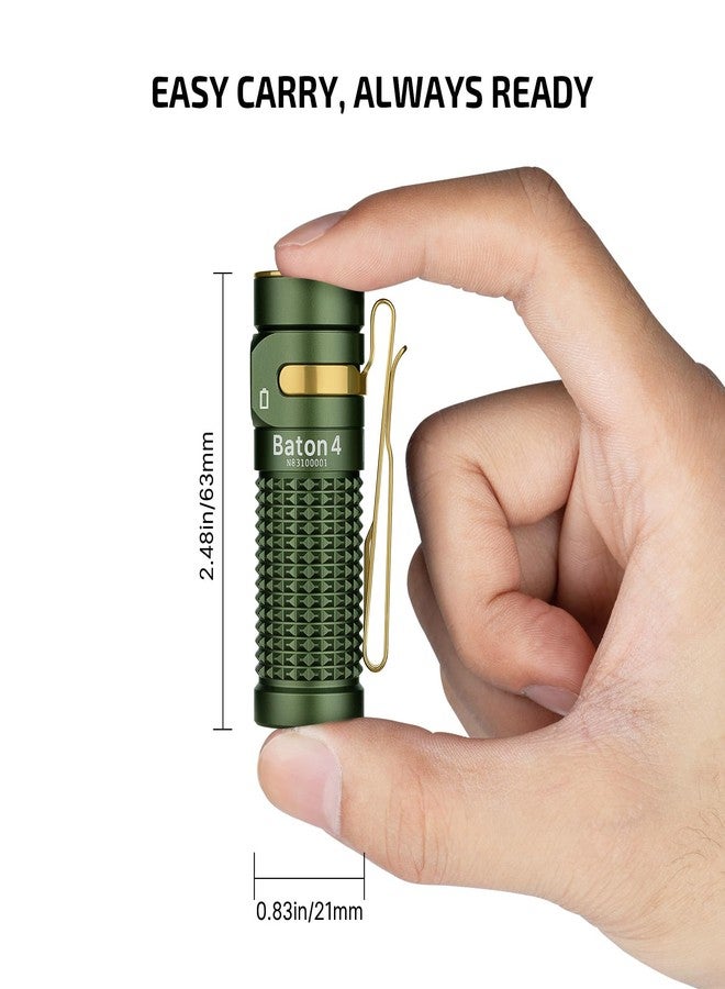 OLIGHT Baton4 Rechargeable EDC Flashlight, LED Pocket Light 1300 Lumens with Magnetic Charging Cable, 6 Modes, IPX8 Waterproof Powerful Bright Flashlight for Home, Camping and Emergencies (OD Green) - Image 4