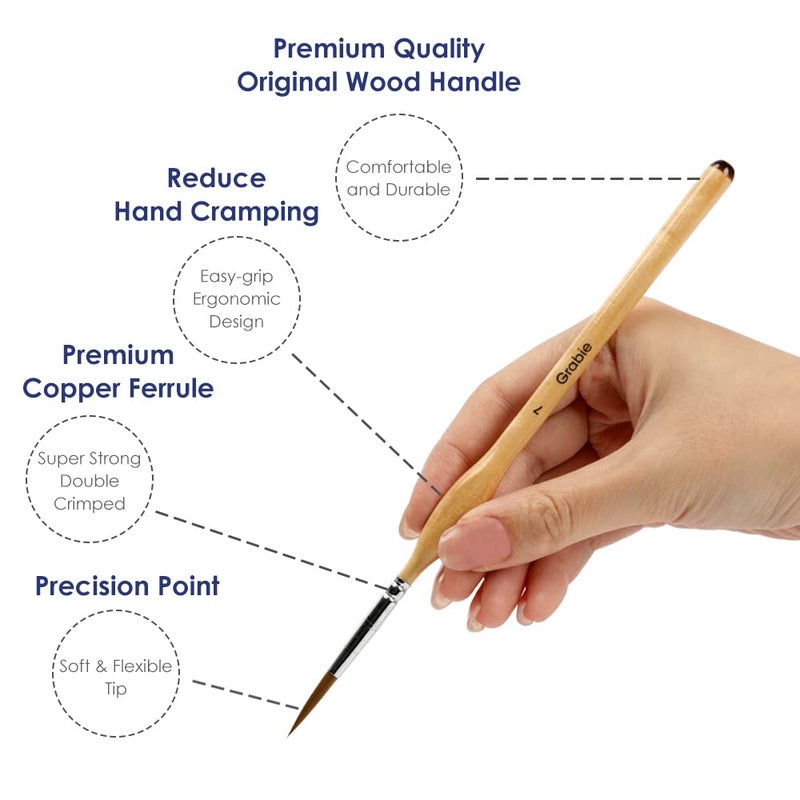 Grabie Paint Brush Set, 11 Pcs Miniature Brushes for Fine Detailing & Art Painting - Acrylic, Watercolor, Oil, Models and Gouache - Image 3