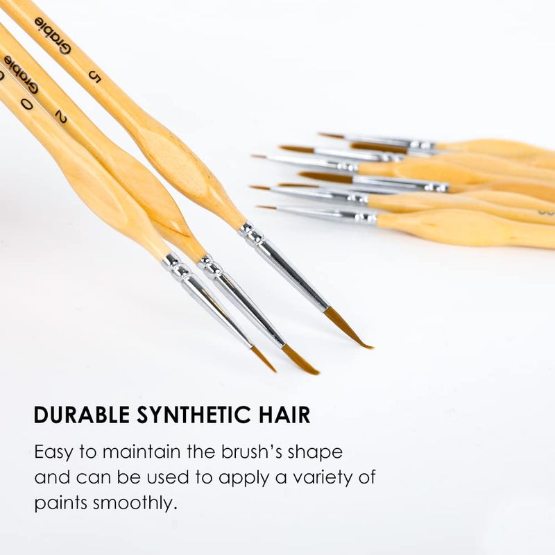 Grabie Paint Brush Set, 11 Pcs Miniature Brushes for Fine Detailing & Art Painting - Acrylic, Watercolor, Oil, Models and Gouache - Image 4