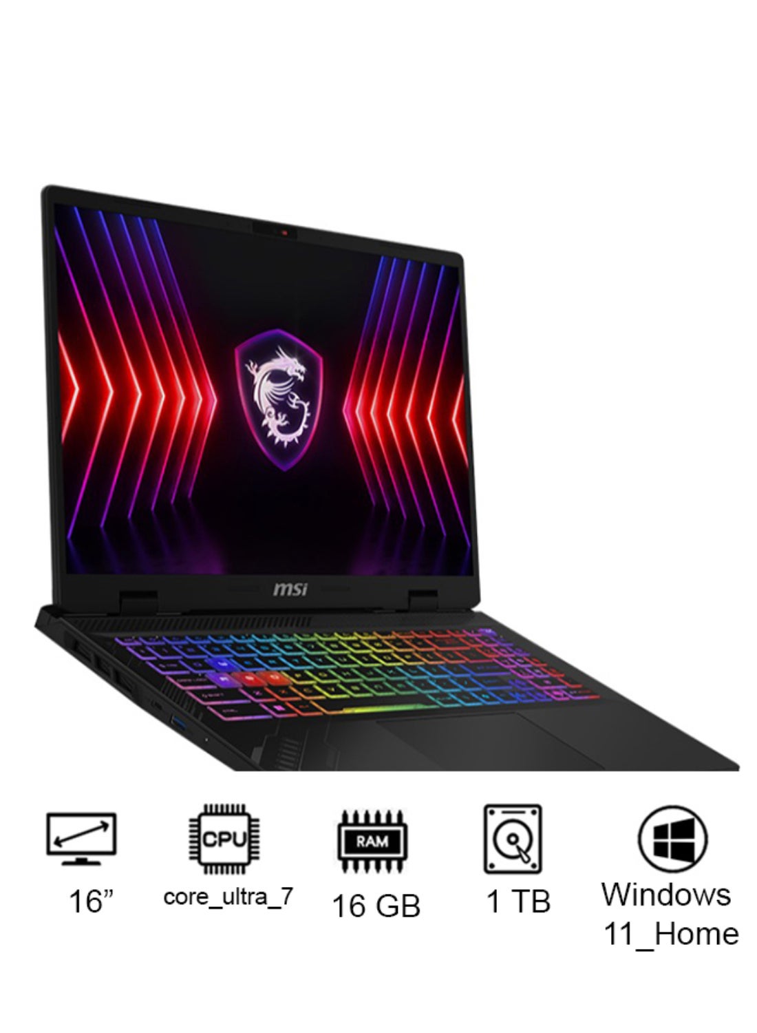 Crosshair 16 HX AI D2XWFKG Laptop With 16-Inch QHD+, Intel Core Ultra 7 255HX Processor/16GB DDR5 5600MHz RAM/1TB NVMe Gen4 SSD/8GB NVIDIA GeForce RTX 5060 Graphics/Windows 11 English_Arabic Cosmos Gray english_arabic Cosmos Gray
