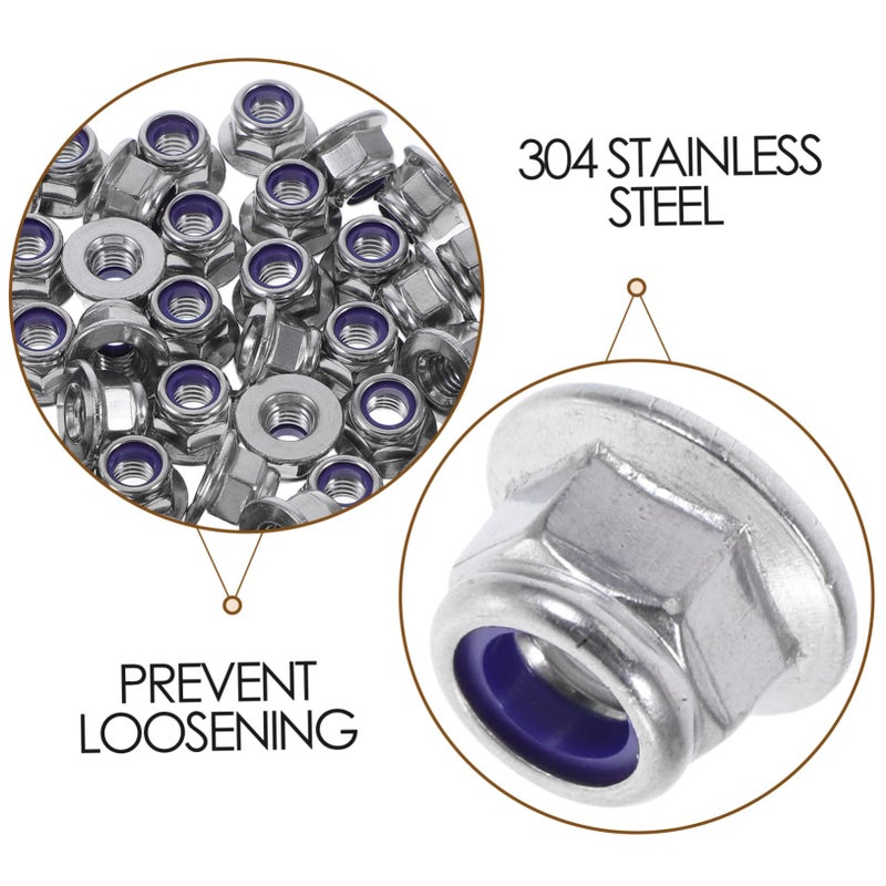 Stainless Steel Self Locking Nuts Nylon Inserted M8 50pcs Construction Hardware Fasteners - Image 4