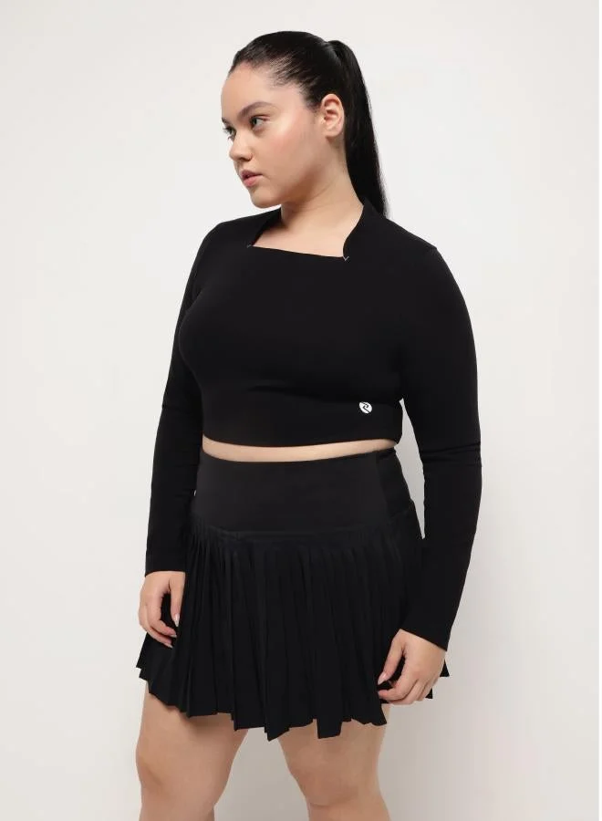 زيسي بلوزة بياقة مربعة – أسود سماوي ليلي