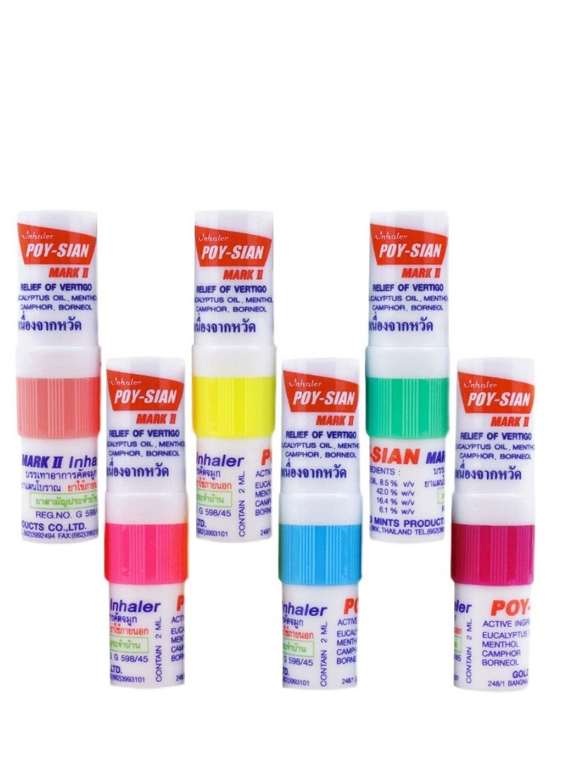 POY SIAN Mark II Menthol Aromatherapy Nasal Inhaler, Natural Herbal Remedy with Cooling Essential Oils Poysian (Pack of 6) - Image 1