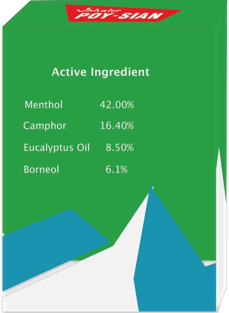POY SIAN Mark II Menthol Aromatherapy Nasal Inhaler, Natural Herbal Remedy with Cooling Essential Oils Poysian (Pack of 6) - Image 3