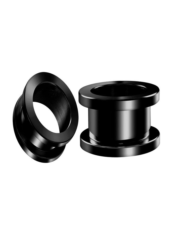 BIG GAUGES Pair of 316L Surgical Steel Black Anodized Screw-fit Piercing Jewelry Ear Stretching Lobe Plugs Flesh Tunnel Earring, Stainless Steel, - Image 1