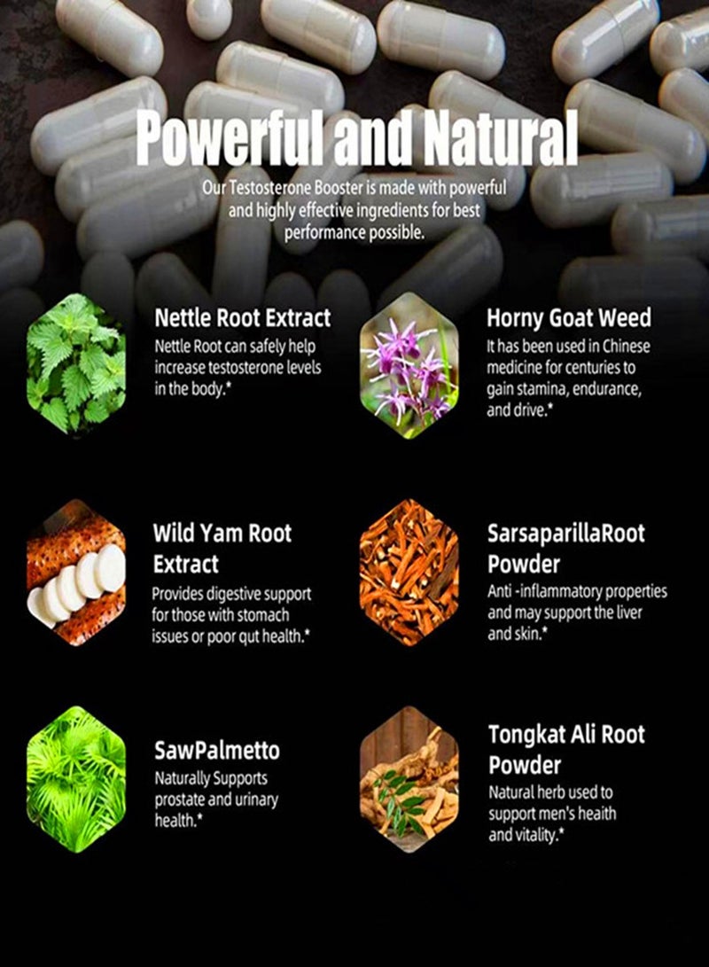 Testosterone booster for men   Supplement For Men Boost Energy Increase Stamina  Enhance Vitality And Performance Daily Workout Supplements for Men 60 Pills