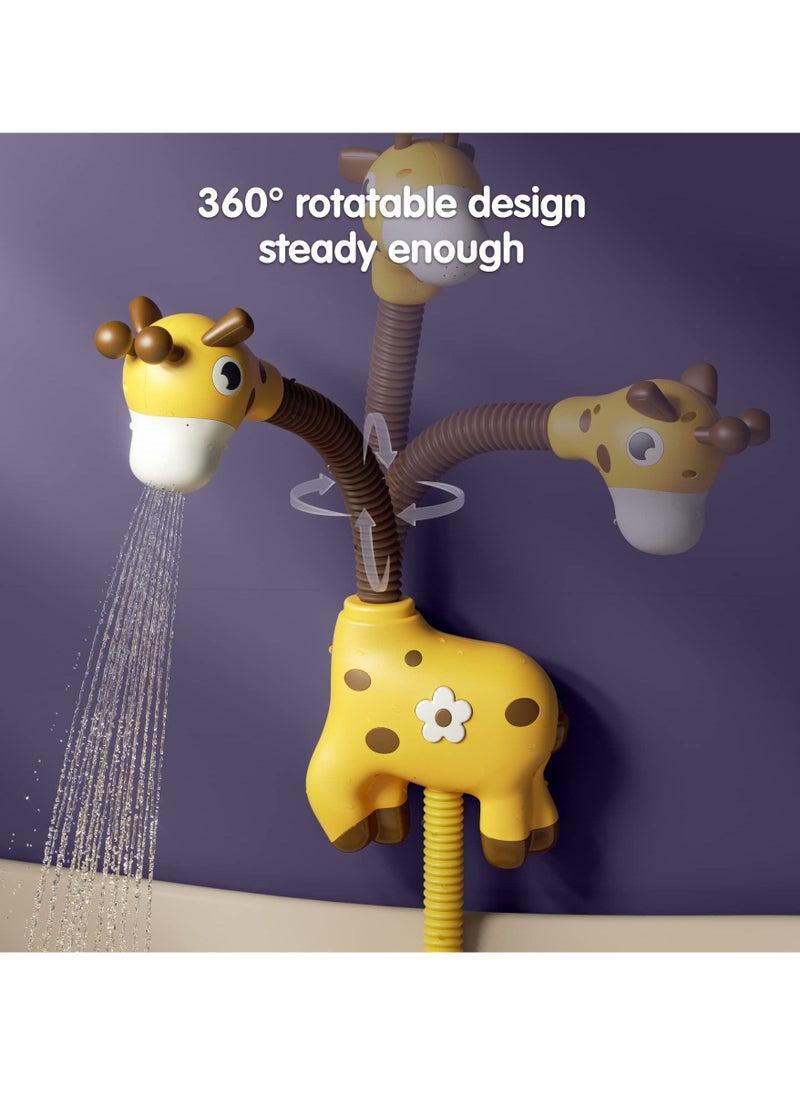 MIXDE - Baby Bath Toy Giraffe Shower Head and 3 Water Swim Toys, Bathtub Water Pump Bathing time Essentials for Toddlers Infants Kids - Image 1