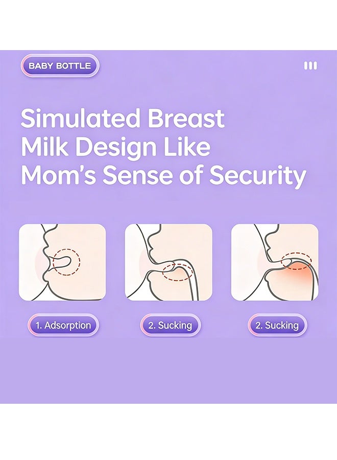 كوانتوم زجاجة رضاعة للأطفال، زجاجة رضاعة من البولي بروبيلين بمقبض، كوب ماصة مانع للانسكاب سهل الإمساك به للأطفال الرضع والصغار - Image 5
