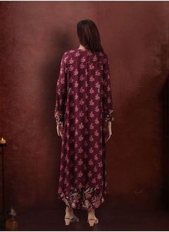 ISHIN Women's Ethnic Wear PURPLE STRAIGHT VISCOSE Satin CORD SET  - Image 5