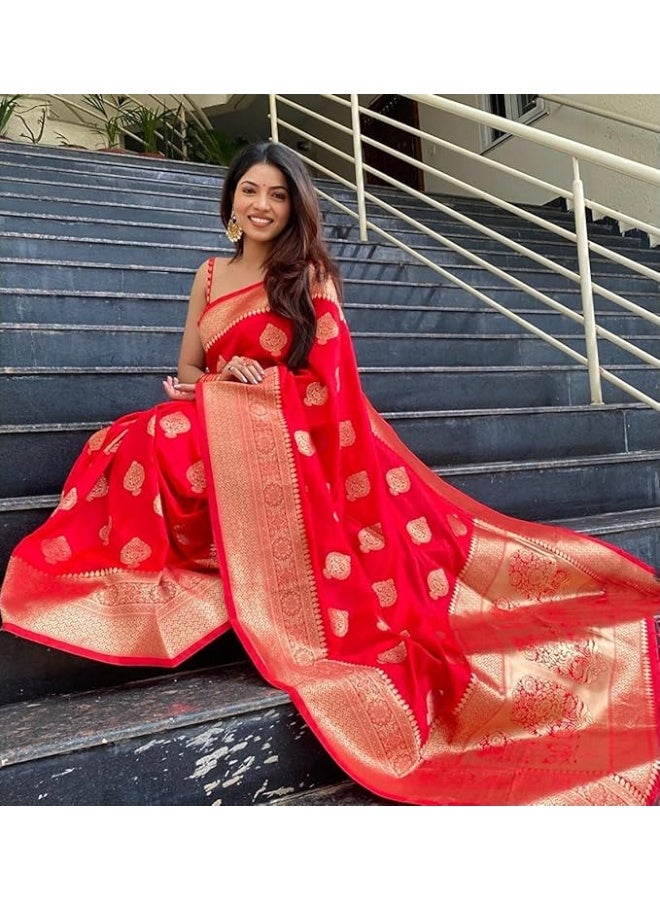C J Enterprise Women's Kanjivaram Art Silk Saree Soft Banarasi Style Sari With Blouse Piece For Wedding (Pari122-51) - Image 3