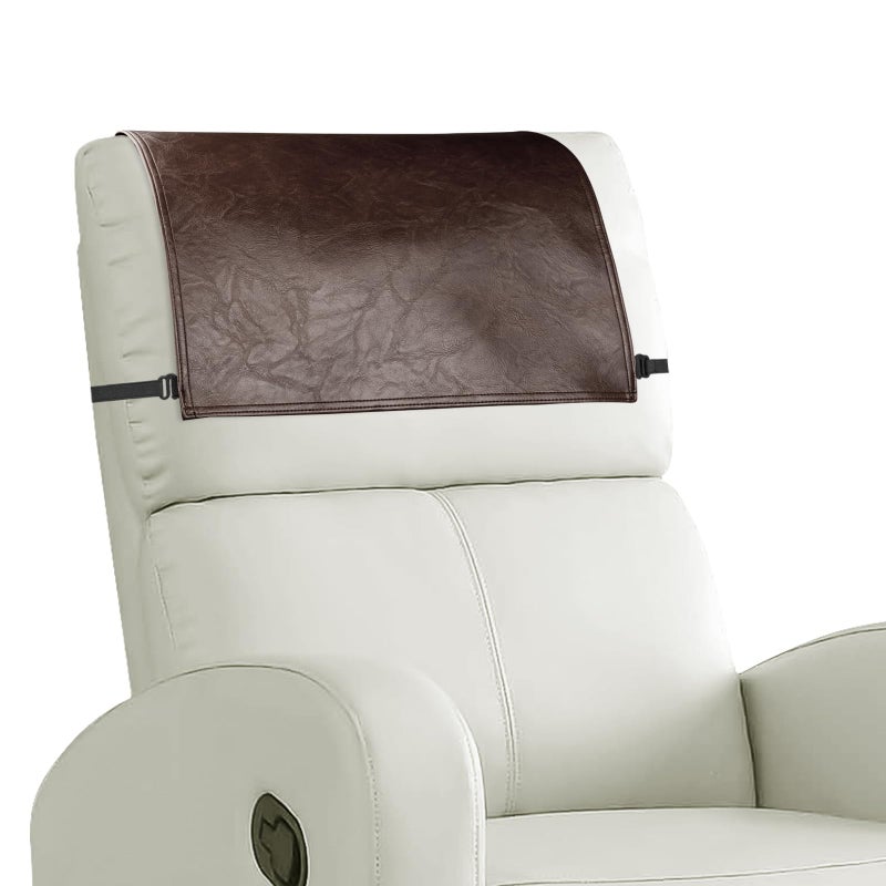 NZDWZDN NZDWZDN Headrest Cover for Recliner Chair Recliner Headrest Protector Faux Leather Headrest Cover with Elastic Straps Couch Headrest Covers for Furniture Sofa Protector 17 x 27InChocolate Brown
