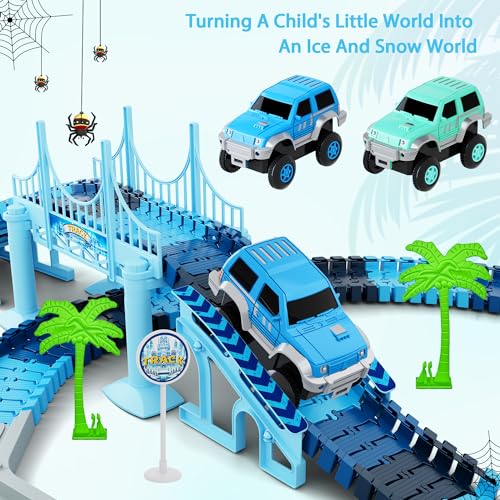 Toyk Track Car Toys, 269 PCS Racing Tracks Toy, Create A Frozen World Race Road, Flexible Tracks Playset & 2 PCS Cool Race Cars, Toddler Toys Birthday Gifts for Age 3 4 5 6 Year Old Boys Girls - Image 5