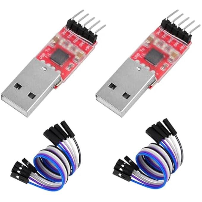 rayihni 2PCS CP2102 USB TO TTL MODULE - SERIAL CONVERTER ADAPTER DOWNLOADER FOR UART STC 3.3V AND 5V PROGRAMMING MICROCONTROLLERS WITH JUMPER CABLE - Image 1