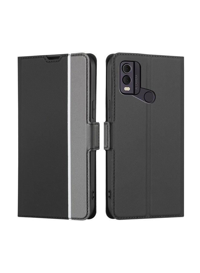 HuHa Case Cover For Nokia C22 Twill Texture Side Button Leather Phone Case(Black) - Image 1