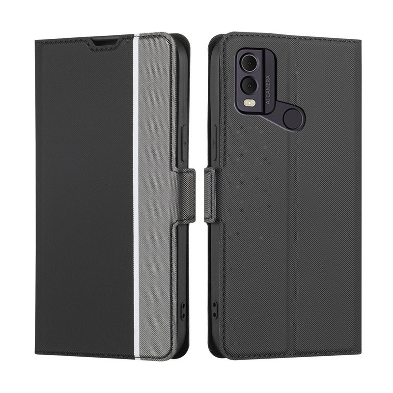 HuHa Case Cover For Nokia C22 Twill Texture Side Button Leather Phone Case(Black) - Image 1
