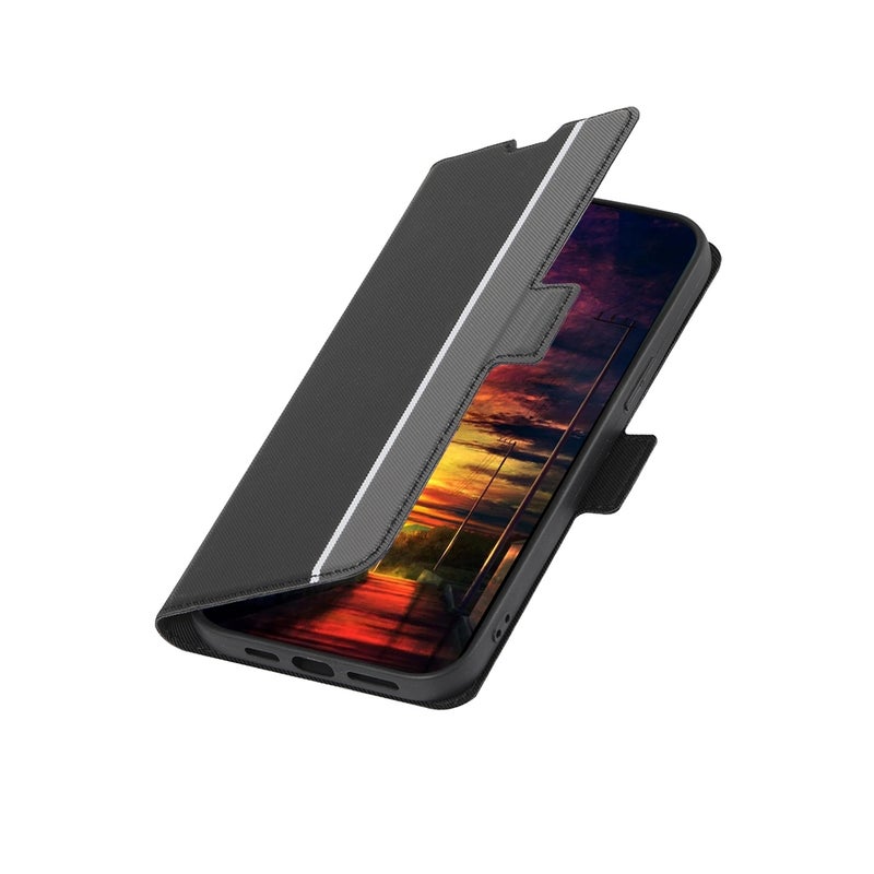 HuHa Case Cover For Nokia C22 Twill Texture Side Button Leather Phone Case(Black) - Image 5